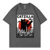 Catzilla Funny Cat Attack Graphic T Shirts Harajuku Japanese Unisexga Short Sleeve Tshirts Unisex Unisex Casual Fashion Loose Tshirt