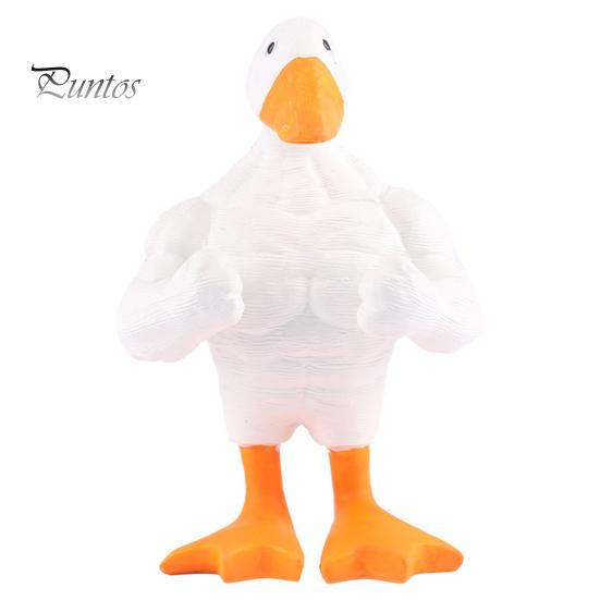 Desktop Duck Decoration Resin Muscular Figurine, Strong Fitness Statue, Home Office Decor White Yellow Shape Ornament for Table Humorous Animal Desk