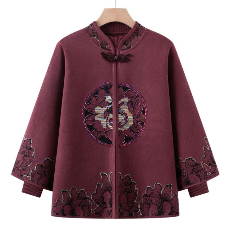 

Навыки осеннего вязания для матерей среднего и пожилого возраста Новогодний костюм-двойка Счастливая теща осенне-зимний вязаный кардиган-жакет 4XL (recommended 130-72.5 kg)