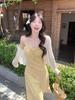 Plus Size 2026 Spring Summer Women's Two-Piece Set: Camisole with Cardigan Long Dress for Seaside Vacation