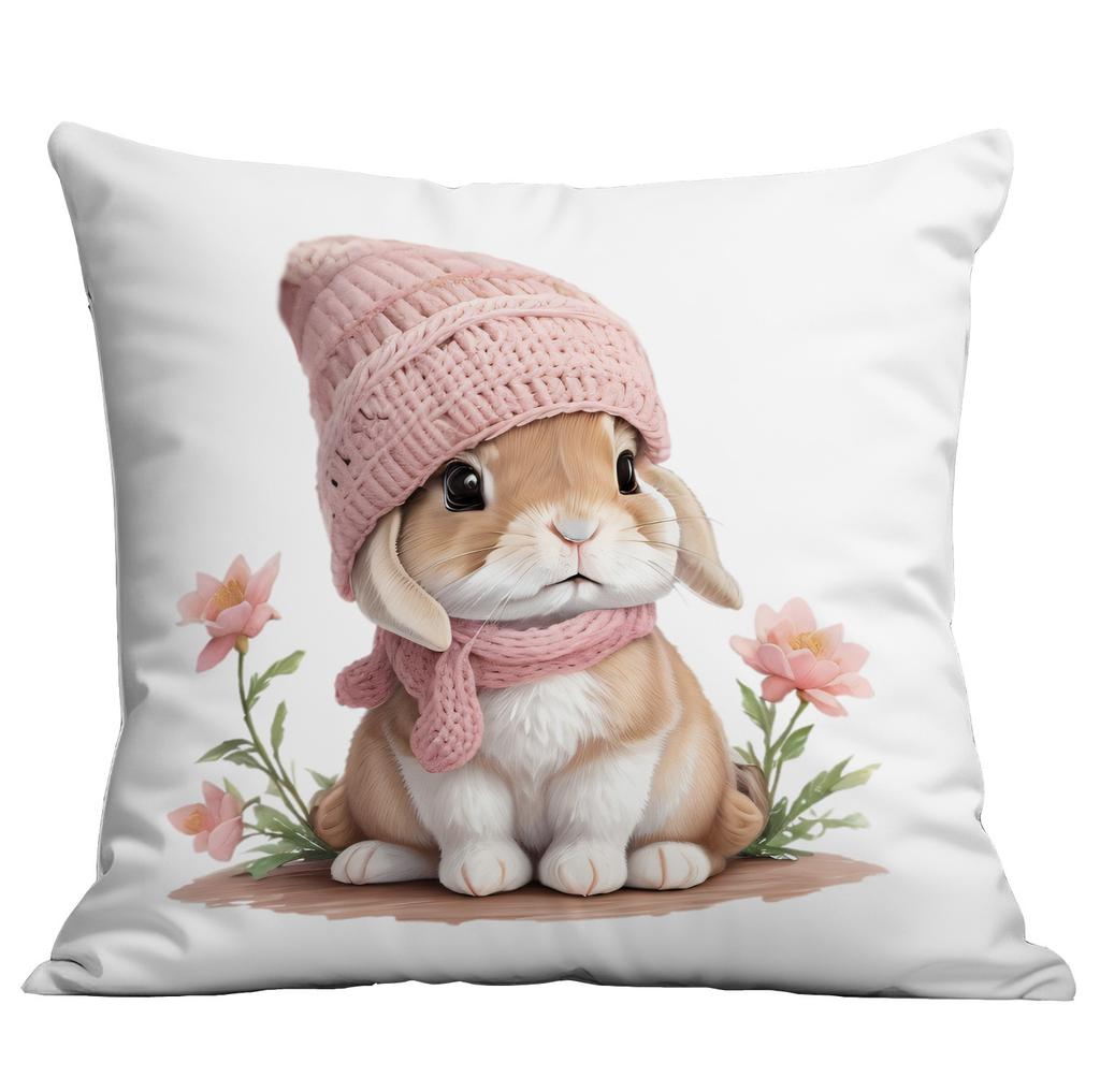 New Easter Pink Cute Rabbit Printed Pillow Cover Sofa Home Ornament Pillow Cover Premium Durable Quality Useful
