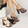High-heeled Cool Slippers Fashionable Women's Cross-riveted Slippers Thick-soled Thick-heeled High Heels