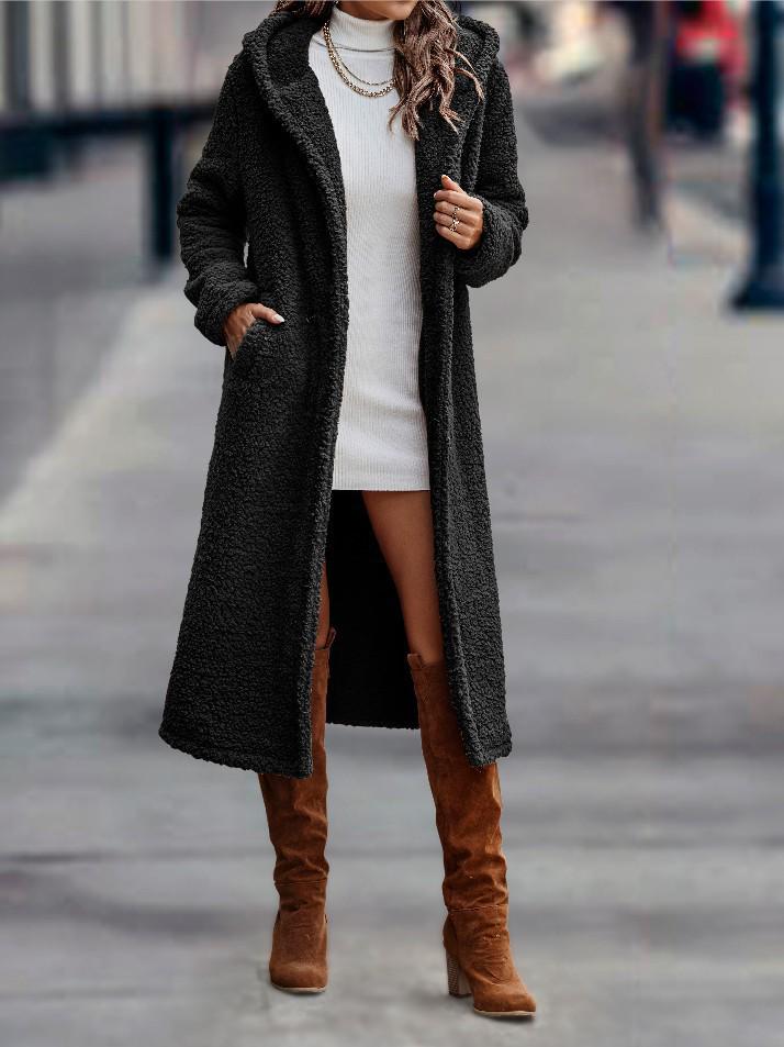 Women's Autumn & Winter Long Sleeve Plush Hooded Coat
