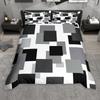 Homewish Geometric Checkered Duvet Cover Set, Abstract Plaid Bedding Set, Minimalist Simple Art Comforter Cover Set