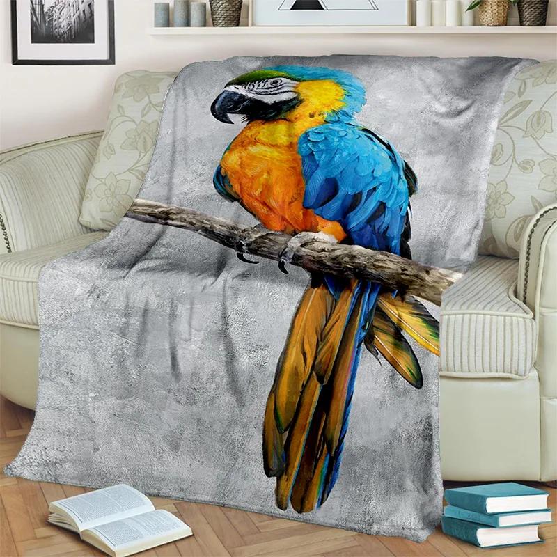 3D Colorful Macaws Parrot Birds Blanket,Soft Throw Blanket for Home Bedroom Bed Sofa Picnic Travel Office Rest Cover Blanket Kid