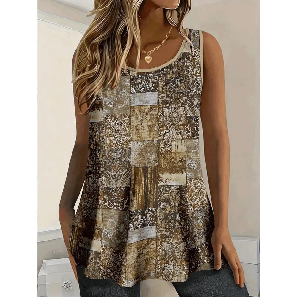 Fashion Women's Flower Printed T-Shirt Casual Loose Sleeveless Top Comfortable Camis Tank Tops