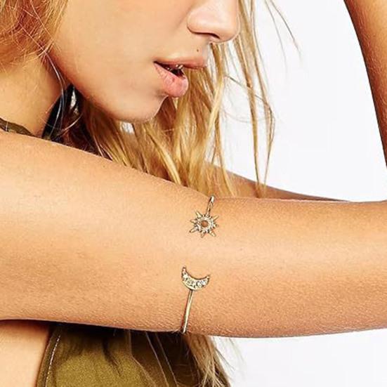 7 Stück/Set Böhmischer Stil Offenes Design Armreifen Metall Armbänder Verstellbar Stapelbar Arm Galvanisiert