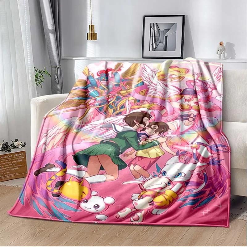 Japane Cartoon D-Digimon Throws Blanket Sofa Hiking Picnic Super Soft Quilt Bed Thermal Cute Anime Flannel Blanket Birthday Gift