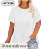 Women's Fashion Casual Solid Color Print Short Sleeve O-Neck Blouses & Shirts
