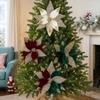 29cm Christmas Poinsettia Velvet Xmas Tree Ornaments Artificial Christmas Flower  Christmas Tree