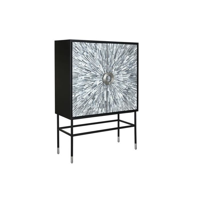 Buffet - Commode - 2 portes - MDF et bois - 100 x 40 x 140 cm