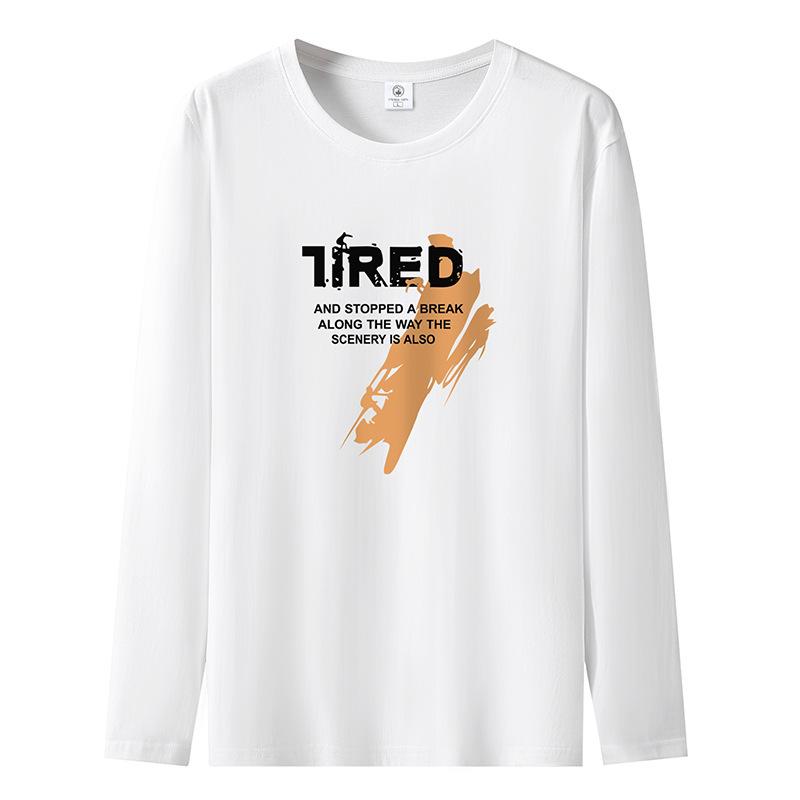 Tired Pattern Man Long Sleeves T-shirt Pure Cotton Men Casual Sweatshirt Large Size