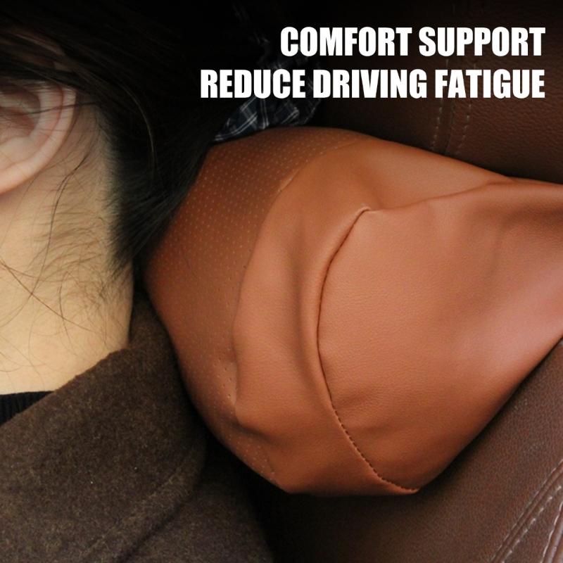 Comfortable Supportive Car Headrest Support Pillow With Ventilated Leather Cover Suitable For Any Time Of Year Neck Relief