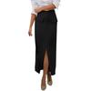 Women Midi Skirt High-Waisted Hip-Covering Design Office Lady Skirt Solid Color Back Slit Hem Casual Skirt