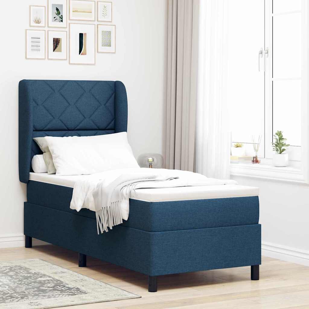 Boxspring Bed with Headboard Blue 80 x 200 cm Fabric