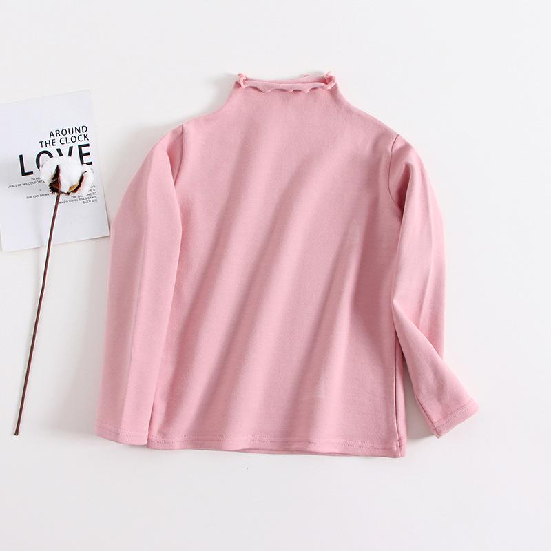 Girls' Long-Sleeve Ruffled T-Shirt with Half-High Collar - Black/White