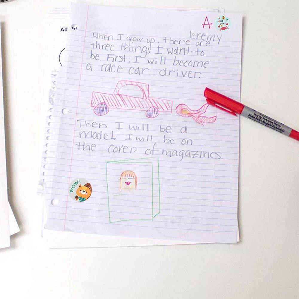 500pcs/roll Sticker , Reward and encouragement pattern sticker, teacher cartoon hand-painted cute round animal seal sticker