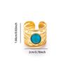 Stainless Steel Geometric Hollow Ring Hollow Pattern Colored Stone Ring Open Ring  For Women