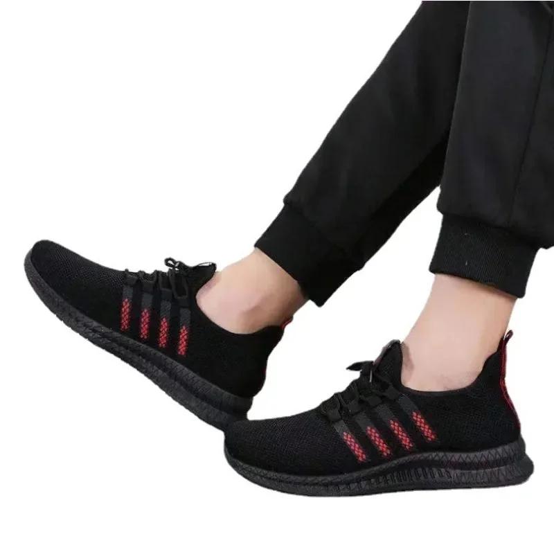2024 Summer Flying Weaving Men's Vulcanize Shoes Low Cut Trendy Sports Shoes Men's Running Shoes Korean Edition Trendy Shoes