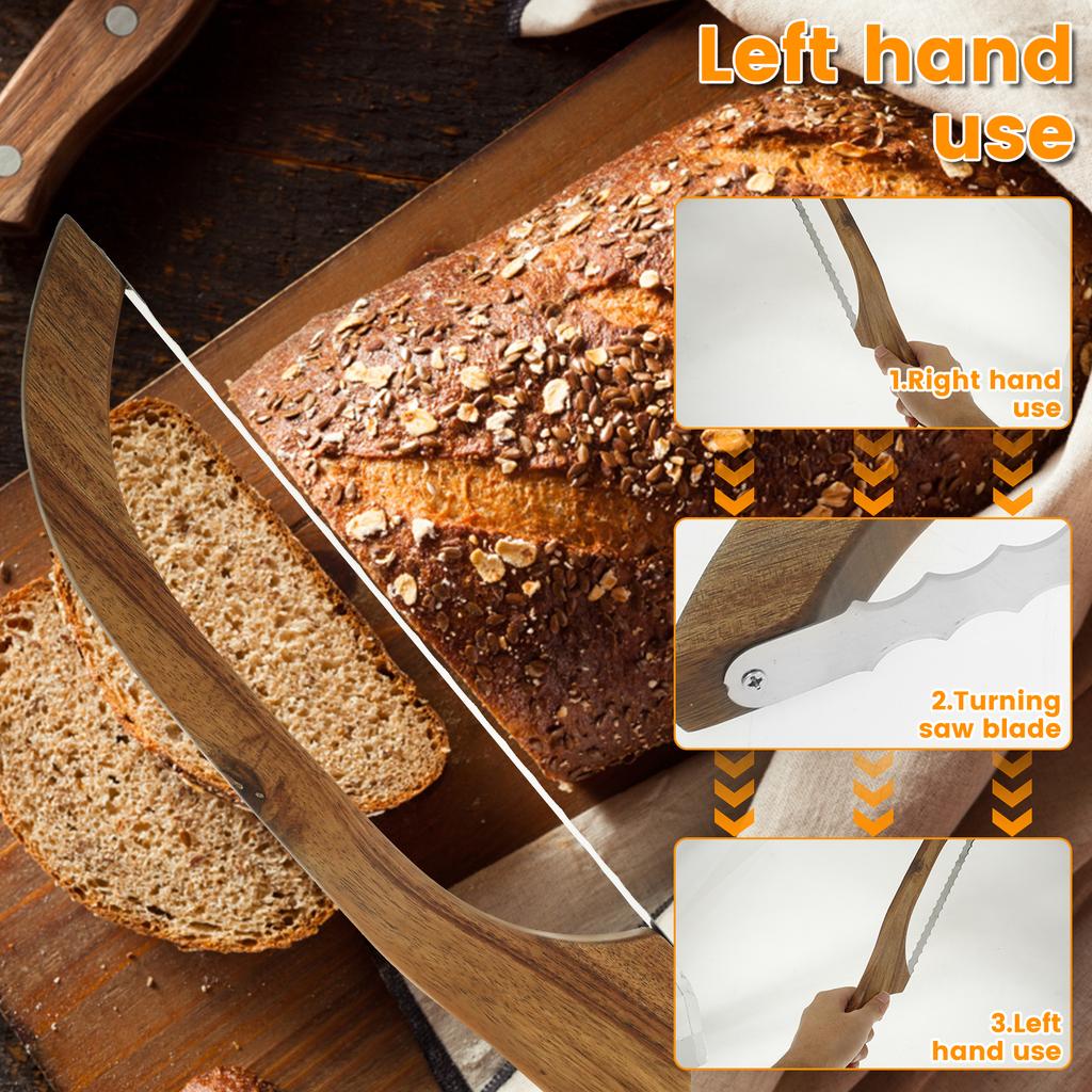 Drewniane narzędzie do krojenia chleba z łukiem Ząbkowane narzędzie do krojenia bajgli Przenośne narzędzie do krojenia chleba na zakwasie Narzędzie do krojenia chleba w kuchni Narzędzie do pieczenia ciasta