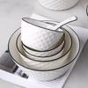 Ensemble de vaisselle en céramique japonaise: Assiettes et Bols pour 2-4 Personnes pour la Maison, Grands Bols à Soupe Inclus.