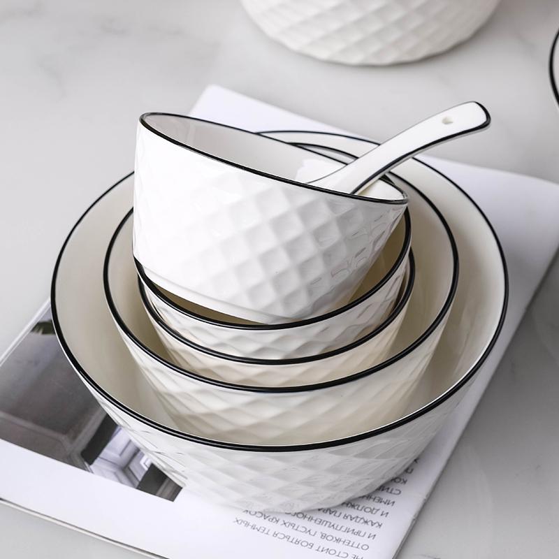 Ensemble de vaisselle en céramique japonaise: Assiettes et Bols pour 2-4 Personnes pour la Maison, Grands Bols à Soupe Inclus.