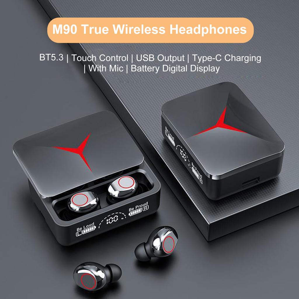 M90 True Wireless Headphones BT 5.3 Sport Headset Touch Control Music Earphones In-ear Mini Earbuds