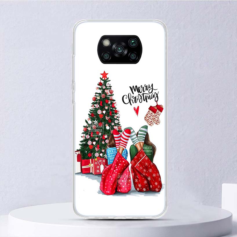 Christmas Girls Tree Gift Soft Case For Xiaomi Poco X3 NFC X4 M4 Pro M3 M2 Phone Cover F3 F2 F1 Mi Note 10 Lite A3 A2 A1 Funda C