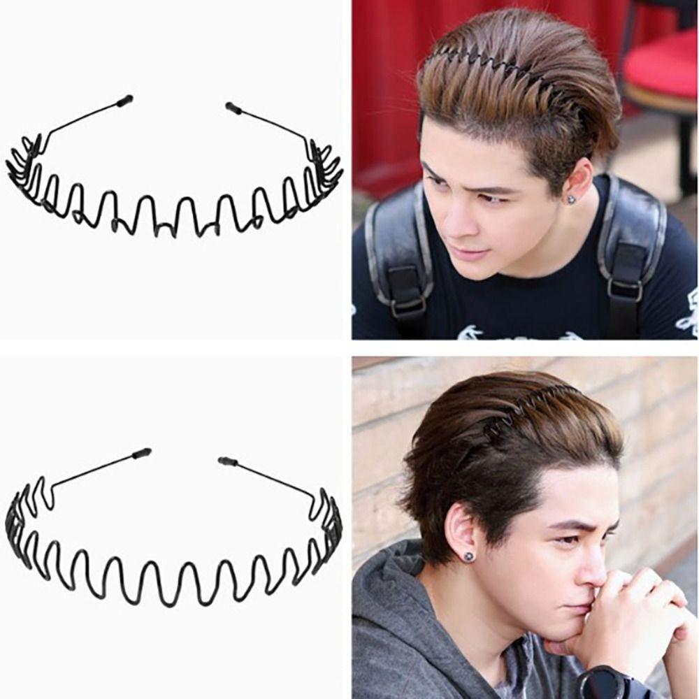 Hair Styling Tool Alice Style Black Head Hoop Sports Metal Hairband Wavy Headband Casual Headwear