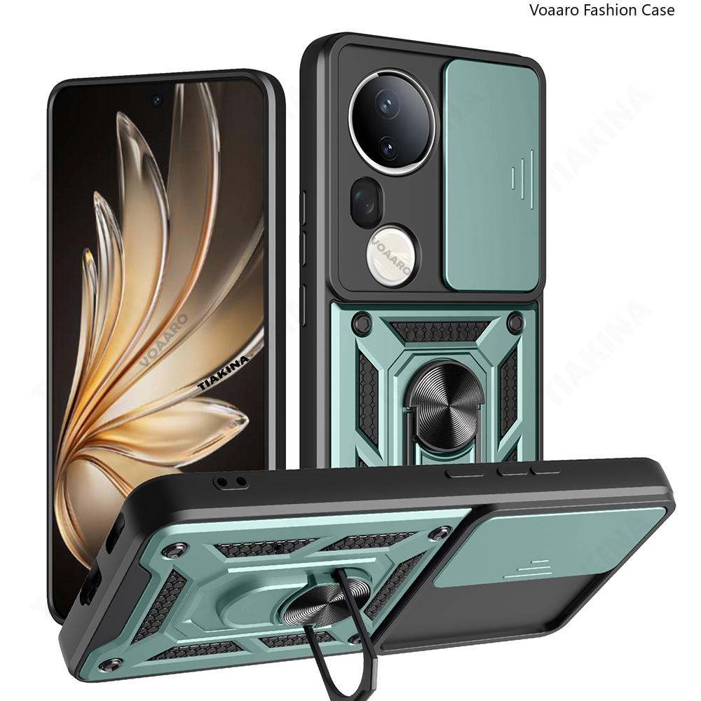 Slide Lens Armor Funda for Vivo T4 Ultra 5G Case for Vivo S20 Pro 5G Case Magnetic Ring Stand Holder Shockproof Phone Cover