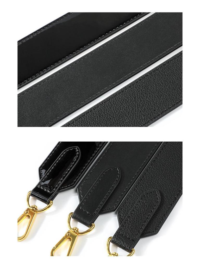 Ma Huang Shi MHS-A-32 Široký kožený ramenní popruh: Lakovaná kůže s texturou liči, Prodává se samostatně, Dámský náhradní popruh k tašce 4 cm