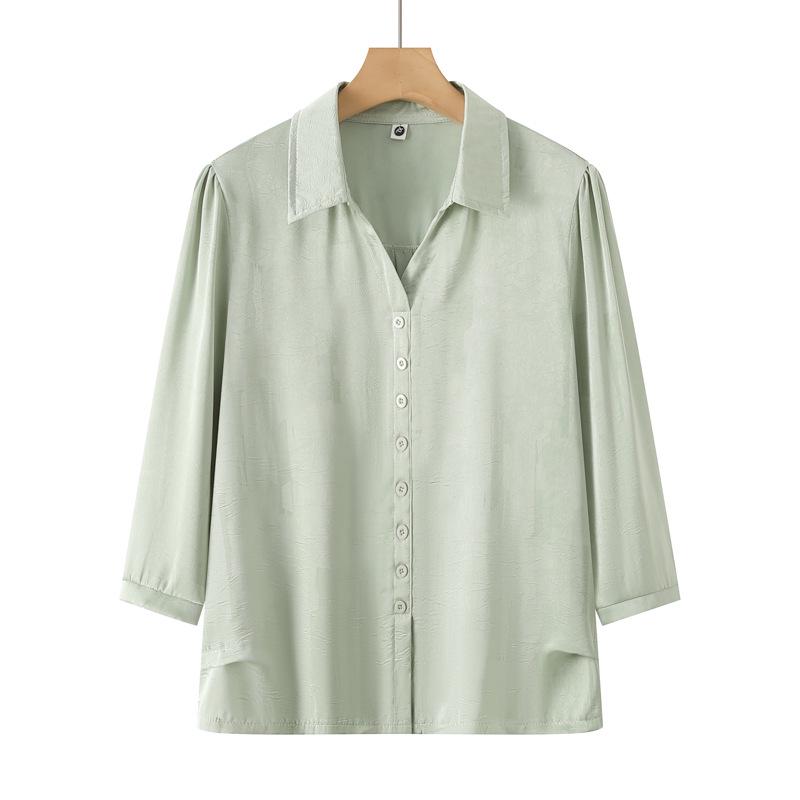

Plus Size Loose Summer Top with Seven-Quarter Sleeves for Women Aged 40-60 3XL (125-140 lbs)