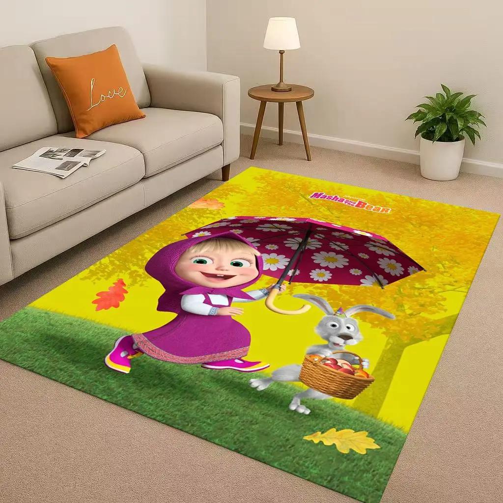 New Cartoon M-Masha And B-Bear Christmas Gift Living Room Non-Slip Area Rug Carpet For Bedroom Playroom Sofa,Home Decor Doormat