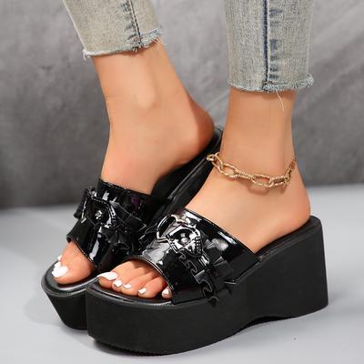 Kadın Dolgu Topuk Terlik Moda Platform Plaj Kadın Ayakkabıları Kaymaz Dış Mekan Sandaletleri Günlük Yüksek Topuklu Terlikler Ev Terlikleri Kadın