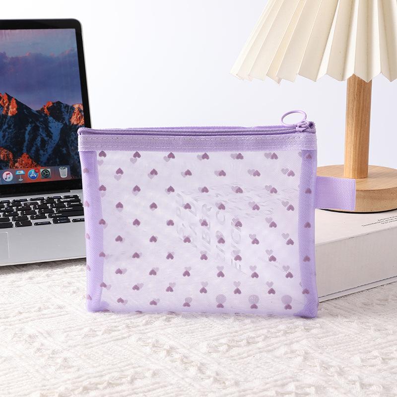 Mini Transparent Heart Cosmetic Bag Women Portable Lipsticks Makeup Storage Pouch Handbag Clear Ctue Small Nylon Make Up Bag