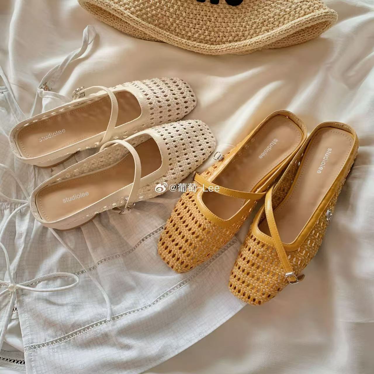 

Retro woven hollow square head with thick heel sandals half slippers 34 чорний