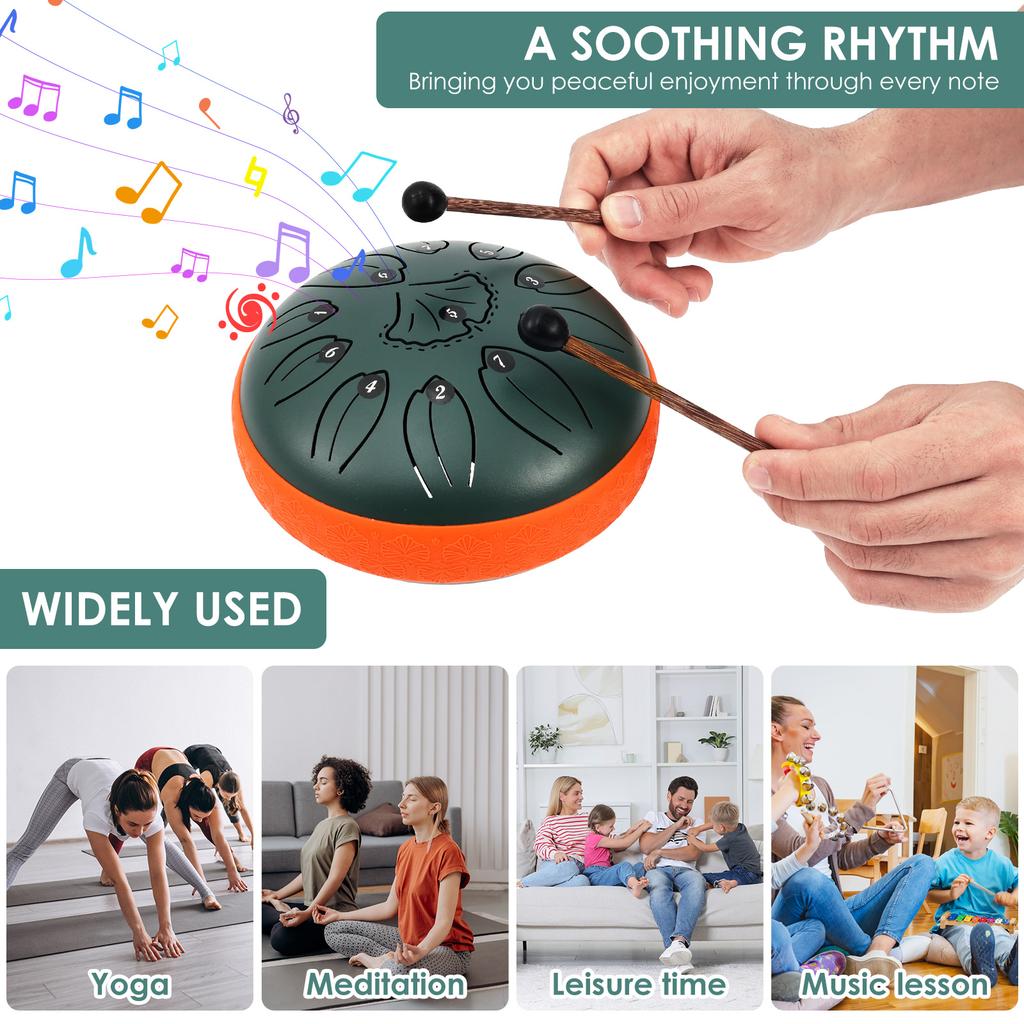 Steel Tongue Drum Portable Rain Drum Hand Pan Drum Percussion Musical Instruments For Yoga Meditation Musical Toy Relief Tool