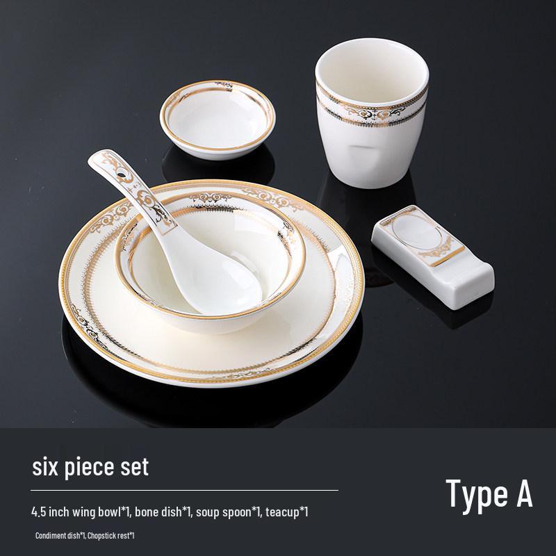 Hotel Restaurant Ceramic Tableware Set: Plates, Bowls, Cutlery, Chopsticks for Private Rooms - 7 or 8 Pieces