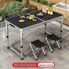 Portable Aluminum Folding Table for Outdoor Dining and Market Stalls - Adjustable and Compact