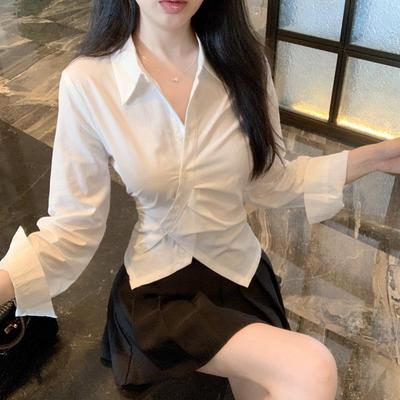New Irregular Long-Sleeve Lapel Buttoned Shirt from Dongdaemun, South Korea