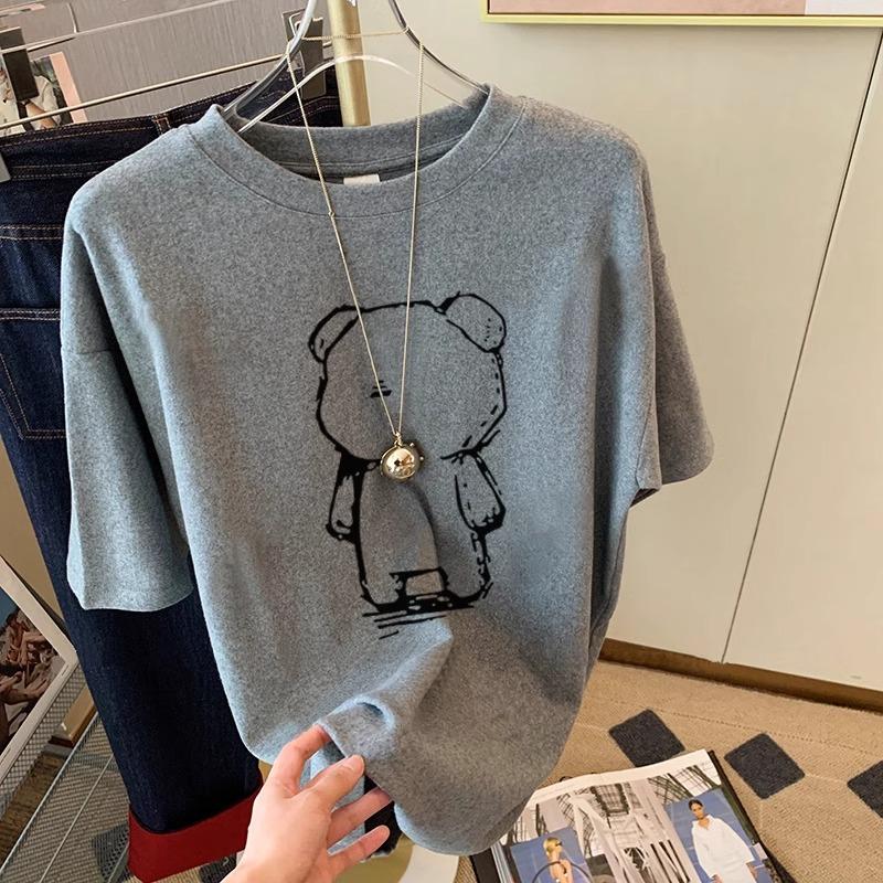 

Футболки с коротким рукавом Harajuku с забавным рисунком, женские летние футболки из 100% хлопка, повседневные футболки большого размера, женские уличные серые топы Y2k XXL