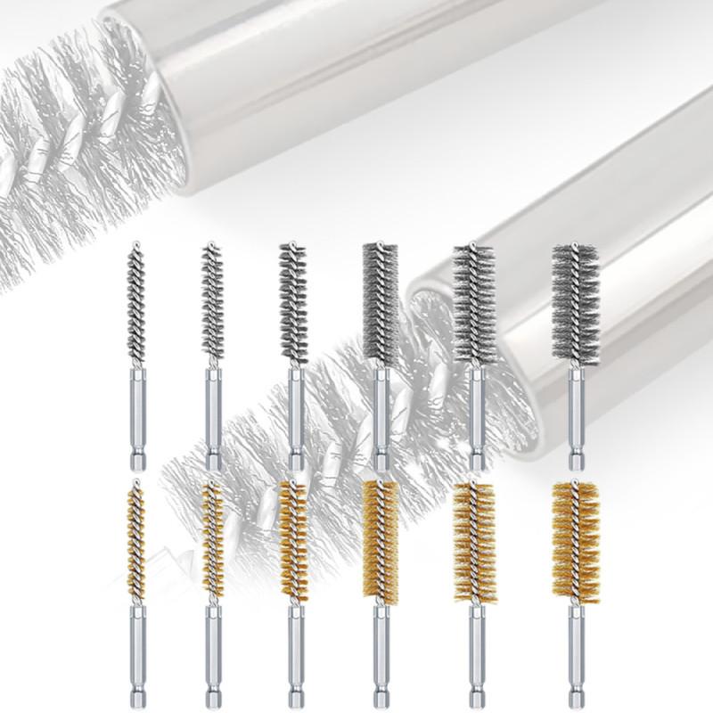 Steel Electric Stainless Drilling Brushes Wire Pipe Brush Hexagonal Rod Cleaning