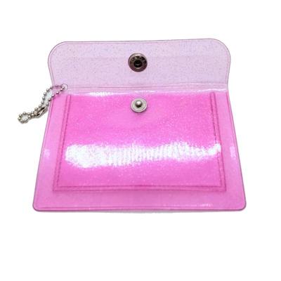 1Pcs Mini Pvc Clear Card Holder Keychain Glitter Transparent Coin Purse Snap Button Wallet For Earphone Jewelry Daily Storage