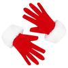 Women's Red Velvet Christmas Party Gloves with White Fur Trim - Warm Accessories