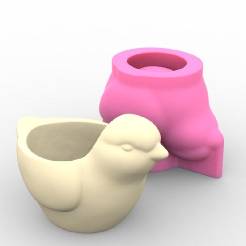 Creative Bird Shaped Cement Planter Silicone Mold for Flower Pots Pen Holder Casting Mold for Garden Decoration