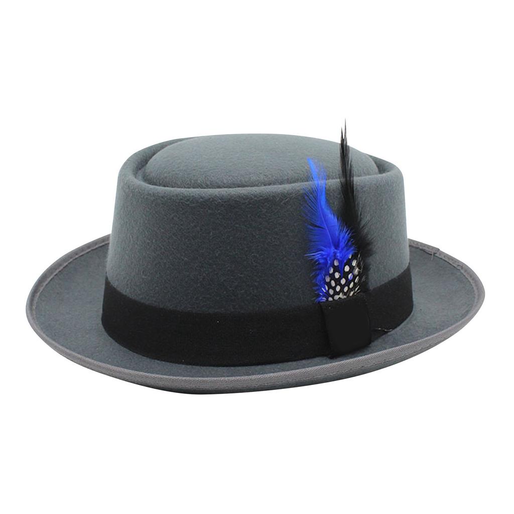 Unisex Round Top Woolen Small Hat, Gentleman Jazz Hat, Holiday Versatile Decorative Hat