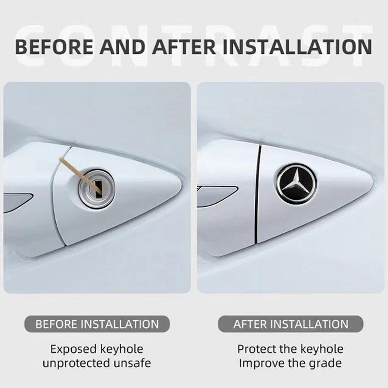VFO1 5/10Pcs 14mm Car Key Emblem Stickers Auto Door Keyhole Logo Decals For Mercedes Benz AMG A/B/C/E/S Class GLE GLC GLK W206 W211