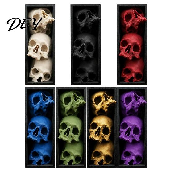 Atmospheric Props for Party 3Pcs Halloween 3 Tier Skull Bookends, Gothic Resin Bookshelf Decor Office, Spooky Office Desk Decorations Skeleton