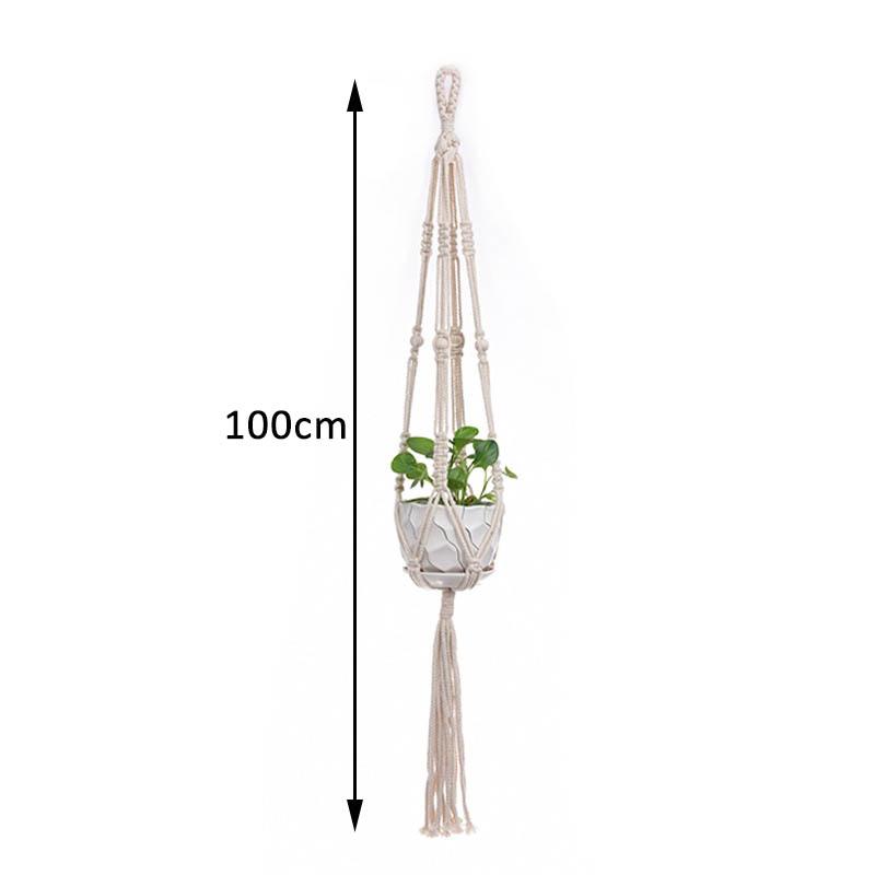 1Pcs Multi-purpose Cotton Rope Plant Hanger Garden Supplies Hand Woven Beige Wall Decoration Flower Tray Basket European Style Plant Hanging Basket