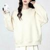 2025 Autumn/Winter Women's Casual Loose Round Neck Solid Sweatshirt - American Style Trendy Top